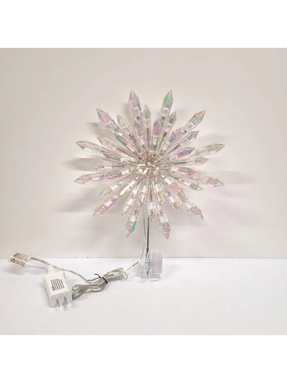 Lighted Iridescent Starburst Snowflake Christmas Tree Topper 11